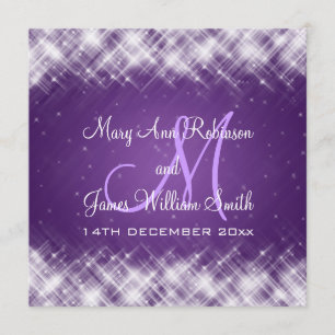 Elegant Wedding Glamourous Sparks Purple Invitation