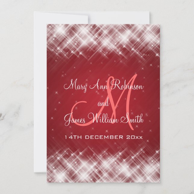 Elegant Wedding Glamourous Sparks  Red Invitation (Front)