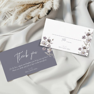 Elegant wedding gloomy grey watercolor thank you place card