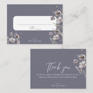 Elegant wedding gloomy grey watercolor thank you place card