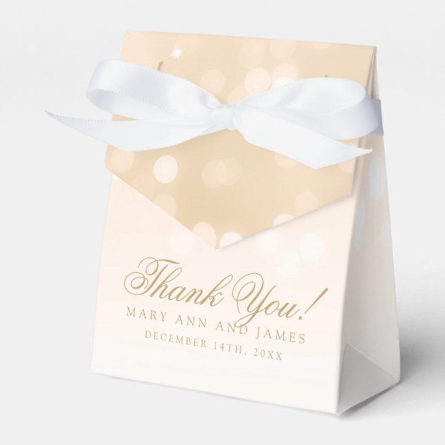 Elegant Wedding Gold Bokeh Sparkle Lights Favor Box (Front Side)