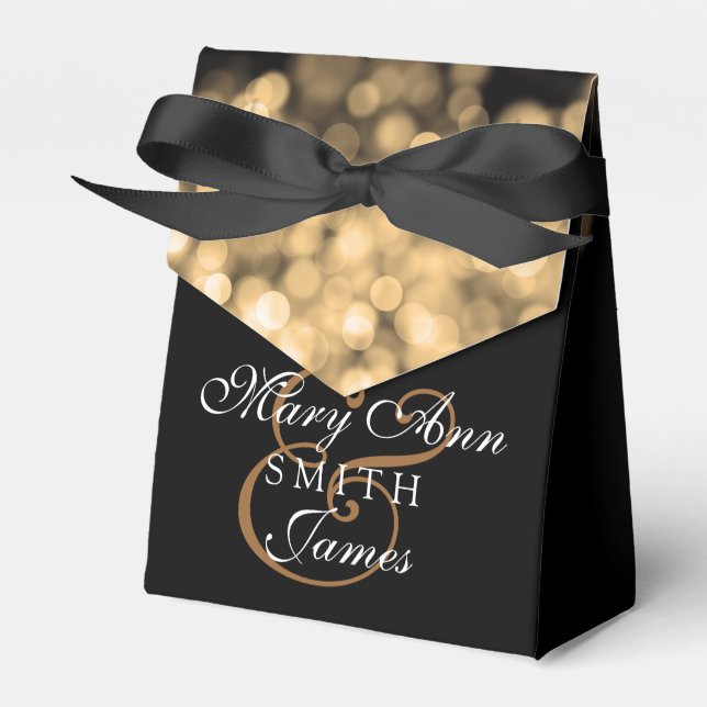 Elegant Wedding Gold Lights Favor Box (Front Side)
