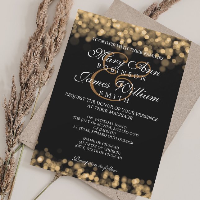 Elegant Wedding Gold Lights Invitation (Elegant Wedding Gold Lights Invitation)