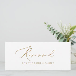 Elegant Wedding Gold Reserved Card