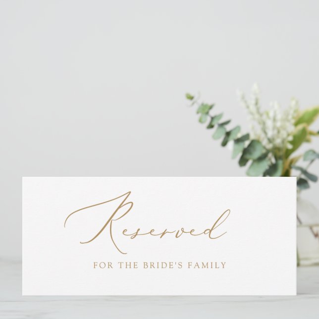 Elegant Wedding Gold Reserved Card (Standing Front)