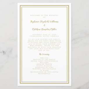 Elegant Wedding Gold Script Chic Ceremony Program