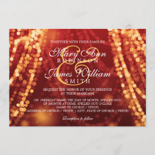 Elegant Wedding Gold String Lights Invitation