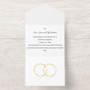 Elegant Wedding, gold written names, All In One Invitation