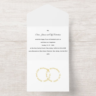 Elegant Wedding, gold written names, All In One Invitation