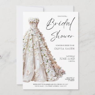 Elegant Wedding Gown Bridal Shower Invitation