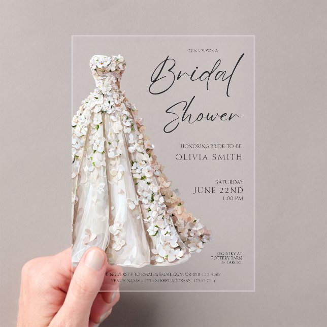 Elegant Wedding Gown Bridal Shower Invitation (Insitu (Handheld))