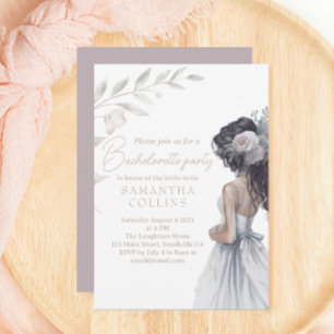 Elegant Wedding Gown Watercolor Bachelorette Party Invitation
