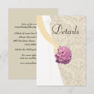 Elegant Wedding Gown Wedding Details Enclosure Card