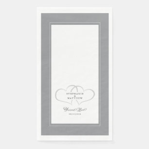 Elegant Wedding Grey & White Hearts Forever Love Napkin