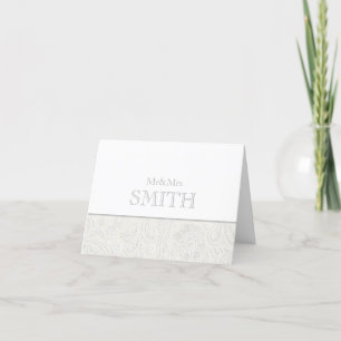 Elegant Wedding Grey White Personalized Mr & Mrs   Thank You Card