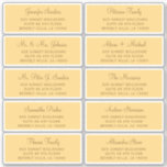 Elegant wedding guest address labels<br><div class="desc">Personalized minimalist wedding guest name and address yellow mailing labels with an elegant chic calligraphy script.</div>