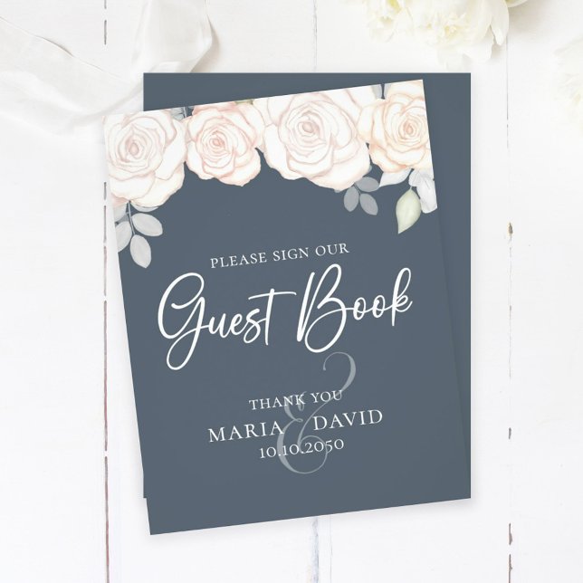 Elegant Wedding Guest Book Sign Dusty Grey Flyer (Creator Uploaded)