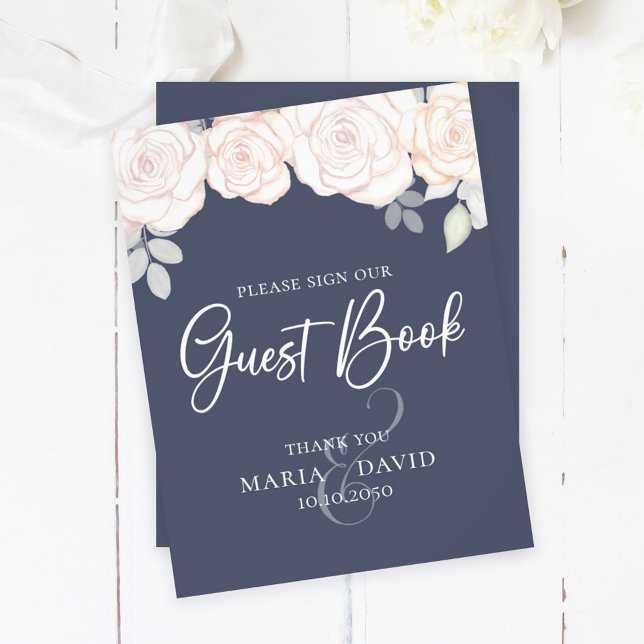 Elegant Wedding Guest Book Sign Slate Blue Flyer (Creator Uploaded)