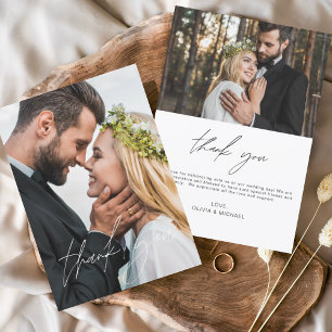 Elegant Wedding Handwritten Thank You Photo 
