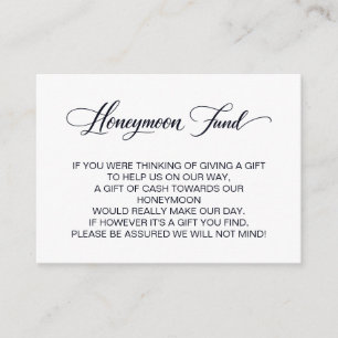 Elegant Wedding Honeymoon Fund Information Enclosure Card
