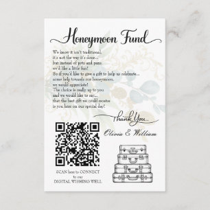 Elegant Wedding Honeymoon Fund QR Code Registry Enclosure Card