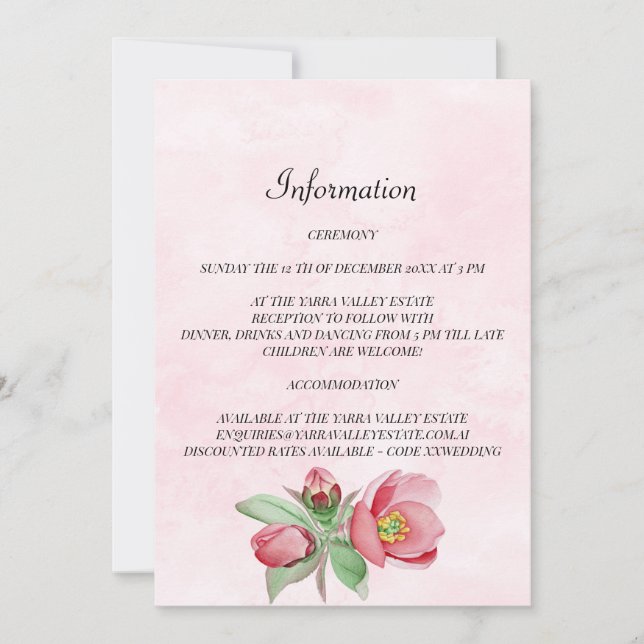 Elegant Wedding Information Card. Invitation (Front)