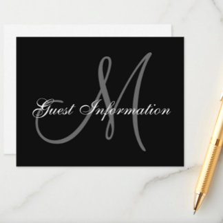 Elegant Wedding Information Card with Monogram