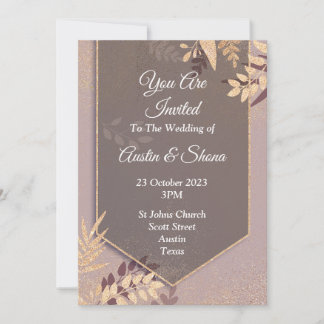 Elegant Wedding Invitation, bronze, gold Invitation