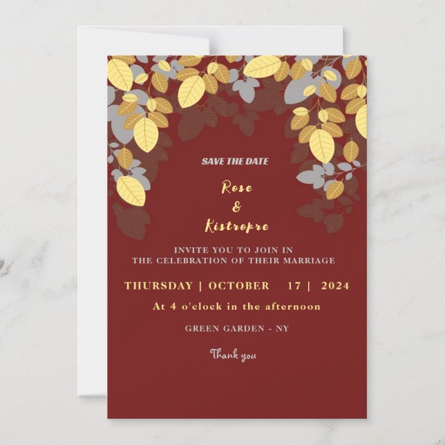 Elegant wedding invitation card (Front)