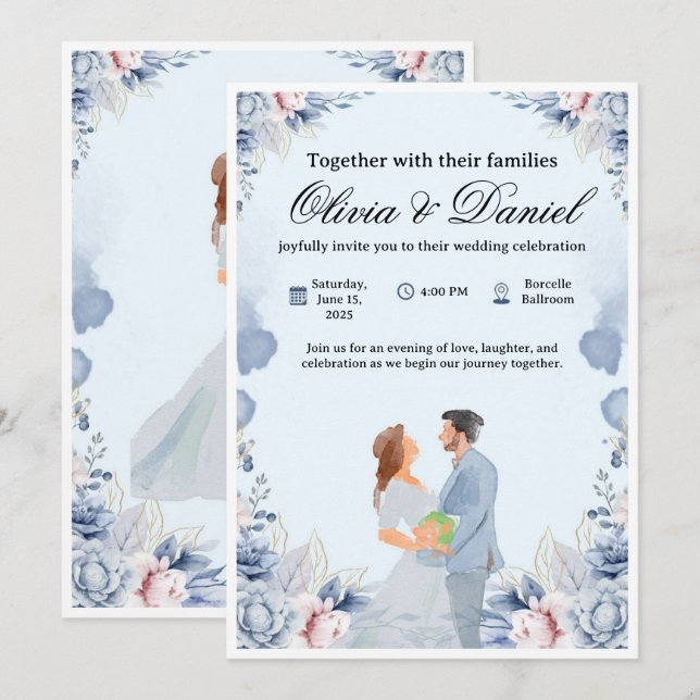 Elegant Wedding Invitation – Customizable & Modern (Devant / Derrière)