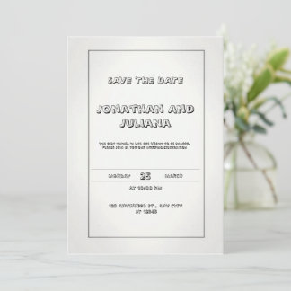 Elegant wedding invitation featuring white