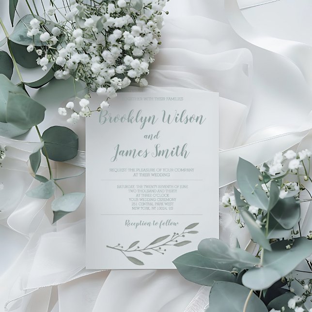 Elegant Wedding Invitation Floral Sage Green (Creator Uploaded)