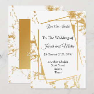 Elegant Wedding Invitation, gold marble Invitation