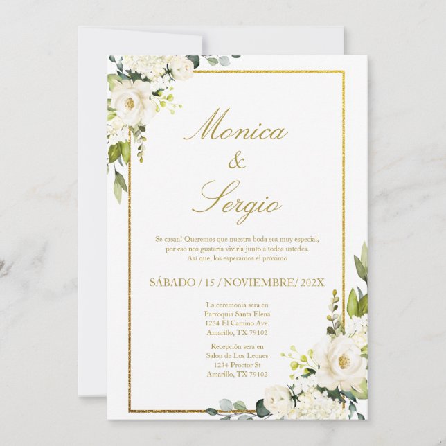 Elegant Wedding Invitation in Spanish (Front)