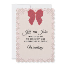 Elegant Wedding Invitation Lace Bow