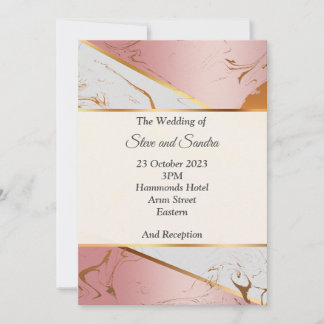 Elegant Wedding Invitation,pink marbled Invitation