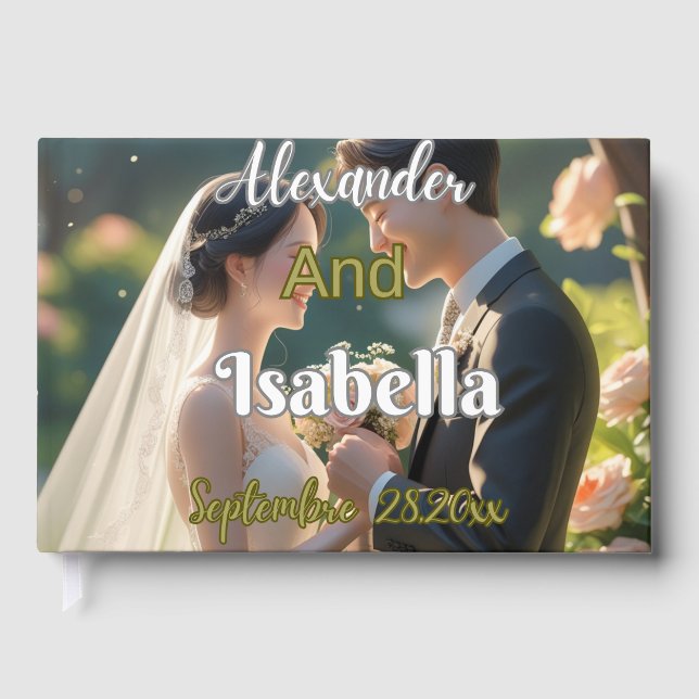 Elegant Wedding Invitation - Romantic Bride  Guest Book (Front)