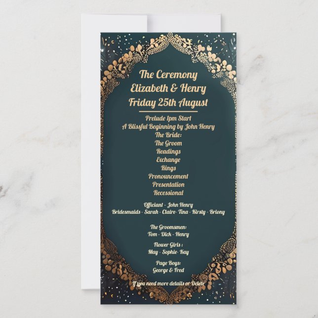Elegant Wedding Invitation Suite with Gold Floral  (Front)