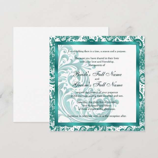 Elegant Wedding Invitation - Teal (Front/Back)