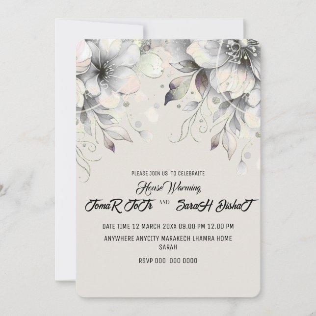 Elegant Wedding Invitation Template Luxury Flora (Front)