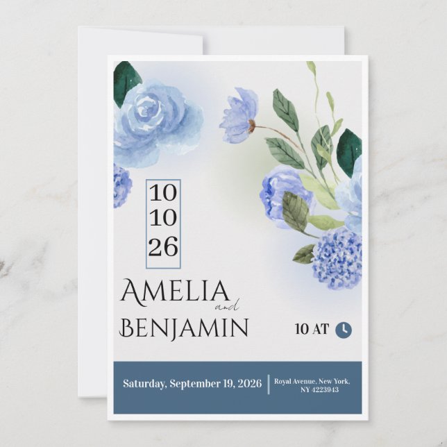 Elegant Wedding Invitation Template | Luxury Flora (Front)