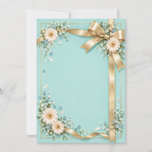 Elegant Wedding Invitation｜Tiffany Blue & Gold Rib Invitation