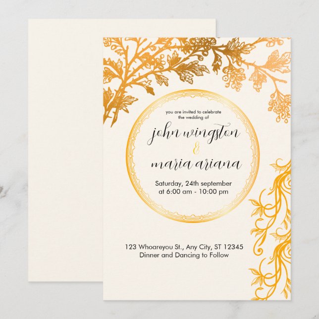 Elegant Wedding Invitation | Timeless Love (Front/Back)