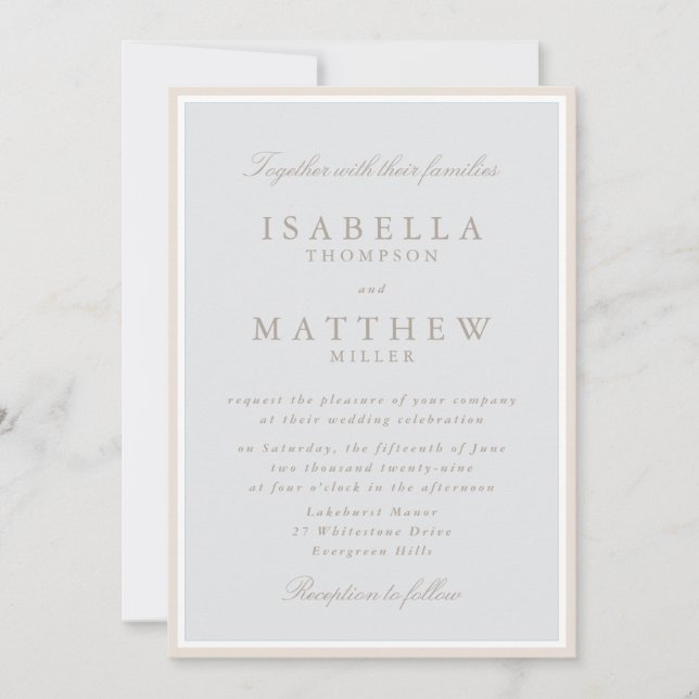 Elegant Wedding Invitation with Cream Frame (Front)