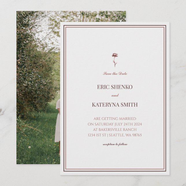 Elegant Wedding Invitation with Neutral Colours (Front/Back)