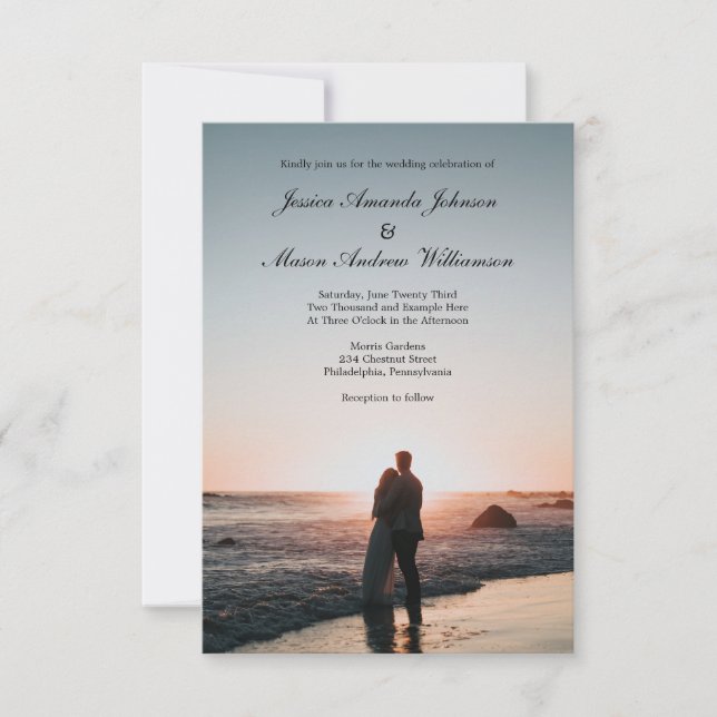 Elegant Wedding Invitation with Photo (Front)
