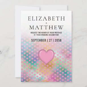 Elegant Wedding Invitation with Pink Heart