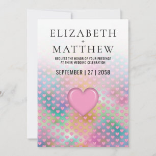 Elegant Wedding Invitation with Pink Heart