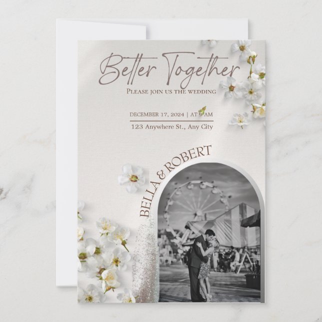 Elegant Wedding Invitation with Silver Glitter (Devant)