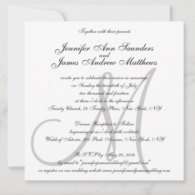 Elegant Wedding Invitations Monogram Initial Names (Creator Uploaded)
